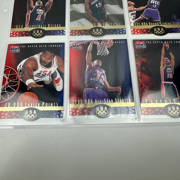 USA Olympics 90's Men's Basketball 18 card lot w/ 96 Silver Foil Olajuwon - Picture 7 of 12